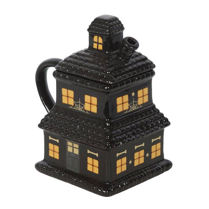 SD Black Haunted House Lidded Mug