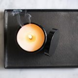 Connemara Country Billow Amber Candle with lavender and eucalyptus scent in a dark grey tray.