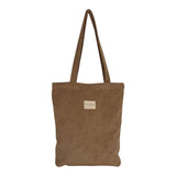 Connemara Country De La Mur beige corduroy tote bag with shoulder straps and a top zipper closure