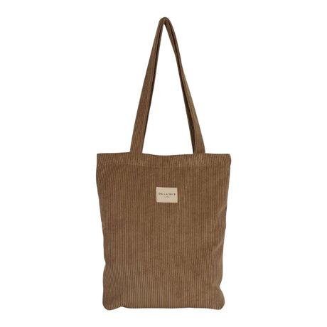 Connemara Country De La Mur beige corduroy tote bag with shoulder straps and a top zipper closure