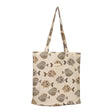 Connemara Country De La Mur Taba fabric tote bag in beige with a brown fish print and shoulder straps