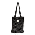 Connemara Country De La Mur small black jacquard tote bag with a geometric diamond pattern and shoulder straps