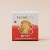 Connemara Country Enniskinn Solstice natural soap bar in red and white packaging with orange and cedarwood scent.