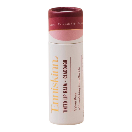 Connemara Country Enniskinn tinted natural lip balm in Claddagh Velvet Rose scent with essential oils