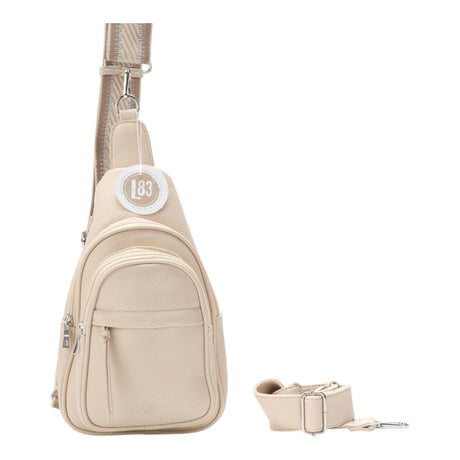 Connemara Country LOT83 Faya beige vegan leather crossbody backpack with interchangeable woven and PU straps