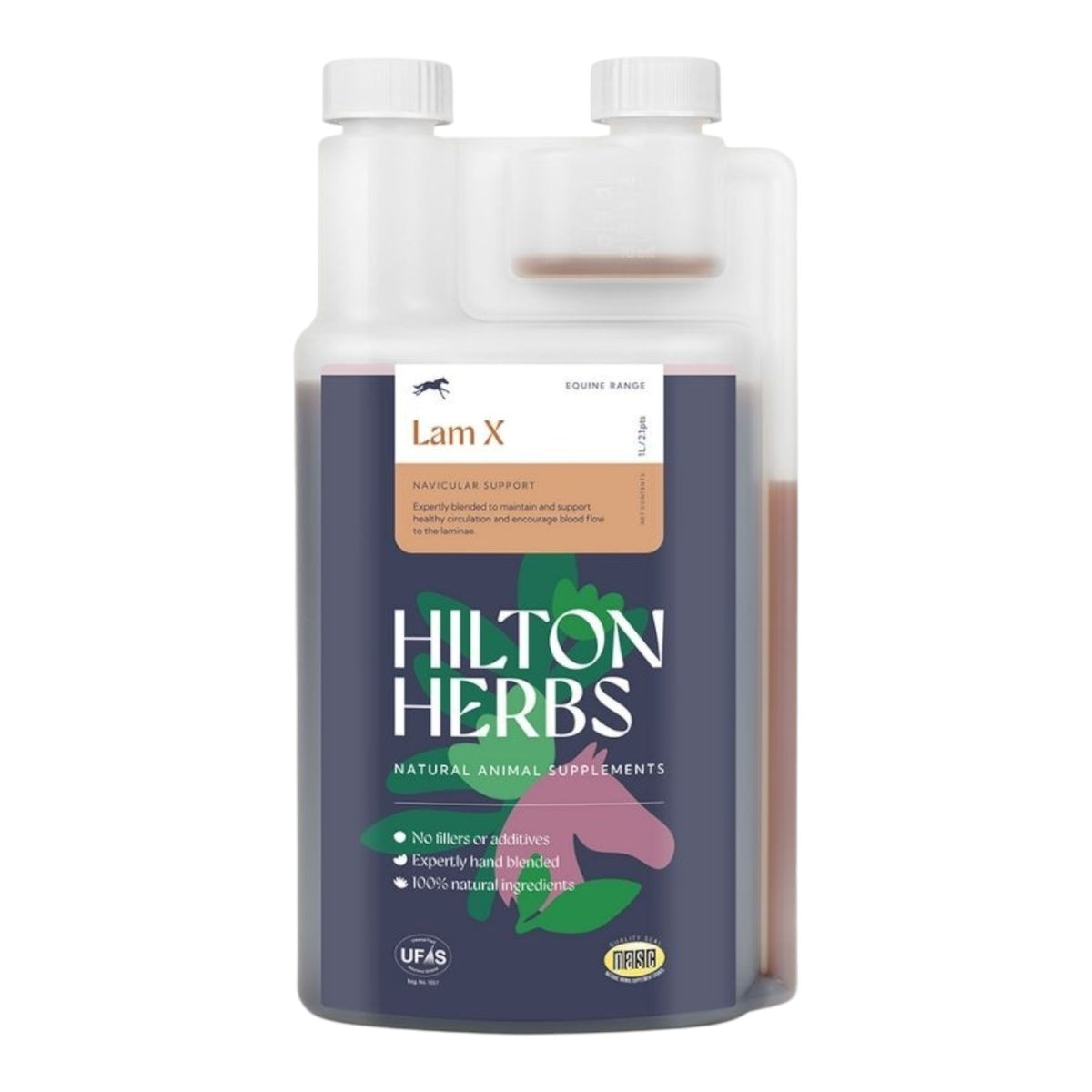 Connemara Country Hilton Herbs Lam X Liquid 1L supplement bottle for horse circulatory and laminae health support