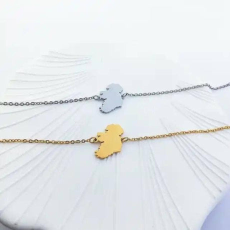 Connemara Country silver and gold Map of Ireland bracelets with delicate chain. Handmade Irish jewelry.