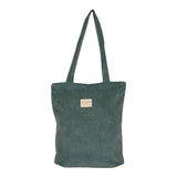 Connemara Country De La Mur jade green corduroy tote bag with shoulder straps and top zipper closure