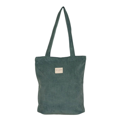 Connemara Country De La Mur jade green corduroy tote bag with shoulder straps and top zipper closure