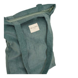 Connemara Country De La Mur jade green corduroy tote bag with top zipper and shoulder straps