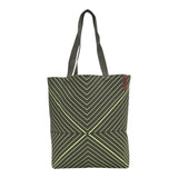 Connemara Country LOT83 Lexi 16 shopper bag in dark grey with neon yellow chevron stripe pattern and long handles