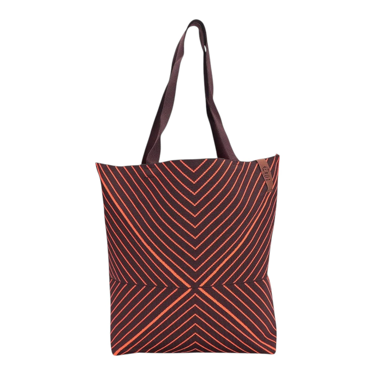 Connemara Country LOT83 Lexi 10 shopper bag in brown with orange chevron stripes and durable fabric handles.