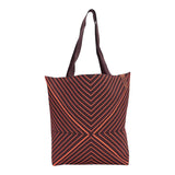 Connemara Country LOT83 Lexi 10 shopper bag in brown with orange chevron stripes and durable fabric handles.