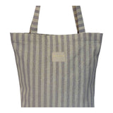 Connemara Country De La Mur lilac striped tote bag in cotton-polyester blend with lurex shimmer and top zipper