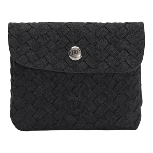 Connemara Country LOT83 Fenna 29 black woven wallet with a silver button closure and embossed logo detail.