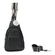 Connemara Country LOT83 Faya black vegan leather crossbody backpack with interchangeable woven and PU straps