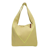 Connemara Country LOT83 Lois 171 shopper bag in lime green and beige chevron knit with a vegan leather logo tag
