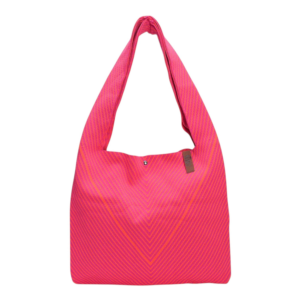 Connemara Country LOT83 Lois 168 pink and orange striped knitted polyester shopper bag with magnetic closure