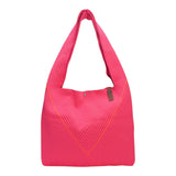 Connemara Country LOT83 Lois 168 pink and orange striped knitted polyester shopper bag with magnetic closure
