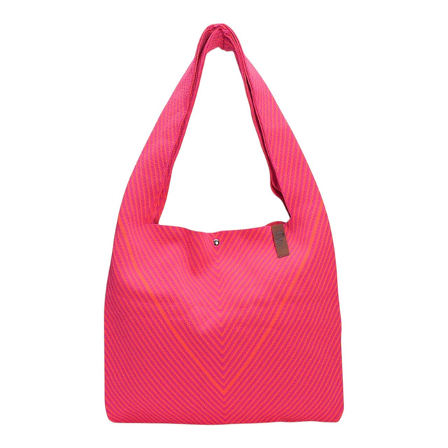 Connemara Country LOT83 Lois 168 pink and orange striped knitted polyester shopper bag with magnetic closure