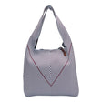 Connemara Country LOT83 Lois 170 knitted striped shopper bag in burgundy and white with a vegan leather tag