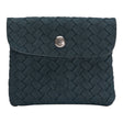 Connemara Country LOT83 Fenna 35 dark blue woven leather wallet with a silver logo button closure