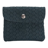 Connemara Country LOT83 Fenna 35 dark blue woven leather wallet with a silver logo button closure