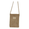 Connemara Country De La Mur mocha corduroy crossbody phone pouch with a long beige cotton cord and zipper closure