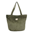 Connemara Country large moss green wide-wale corduroy shopper bag with shoulder straps and top zipper closure.