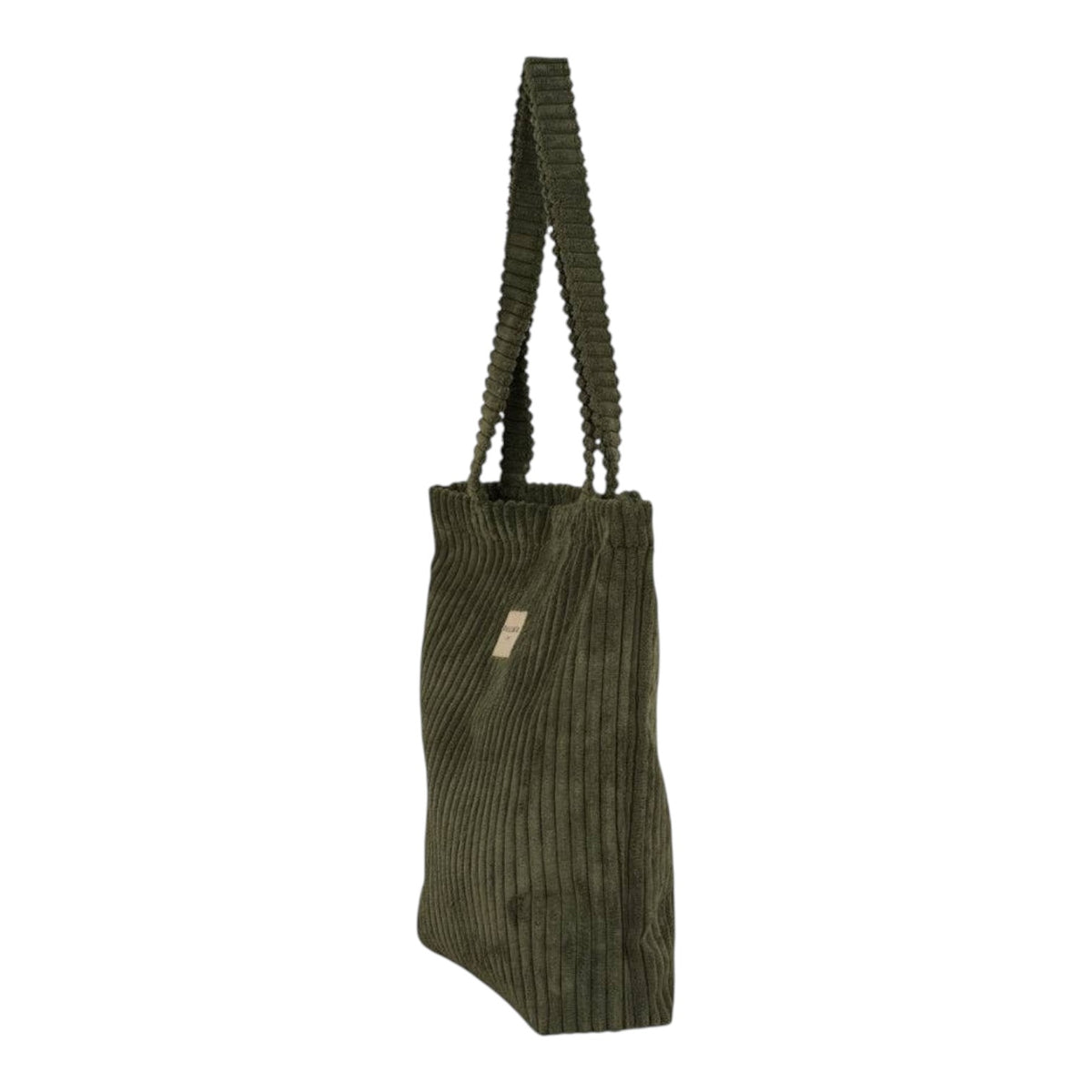 Connemara Country moss green wide-wale corduroy tote bag with shoulder straps and top zipper closure