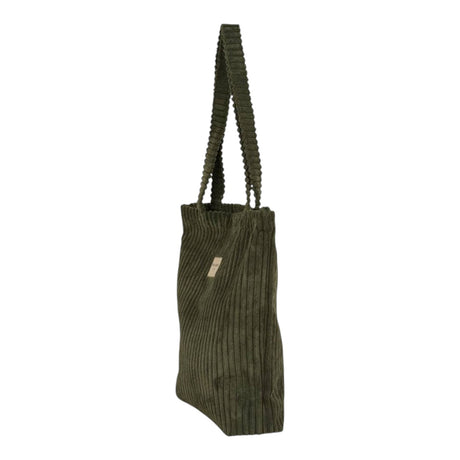 Connemara Country moss green wide-wale corduroy tote bag with shoulder straps and top zipper closure