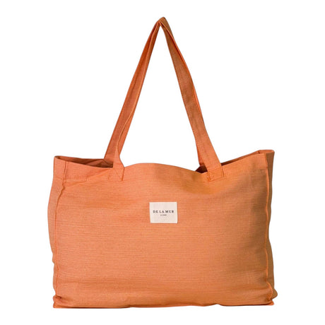 Connemara Country De La Mur Gina rectangular orange fabric tote bag with shoulder straps for travel and beach use