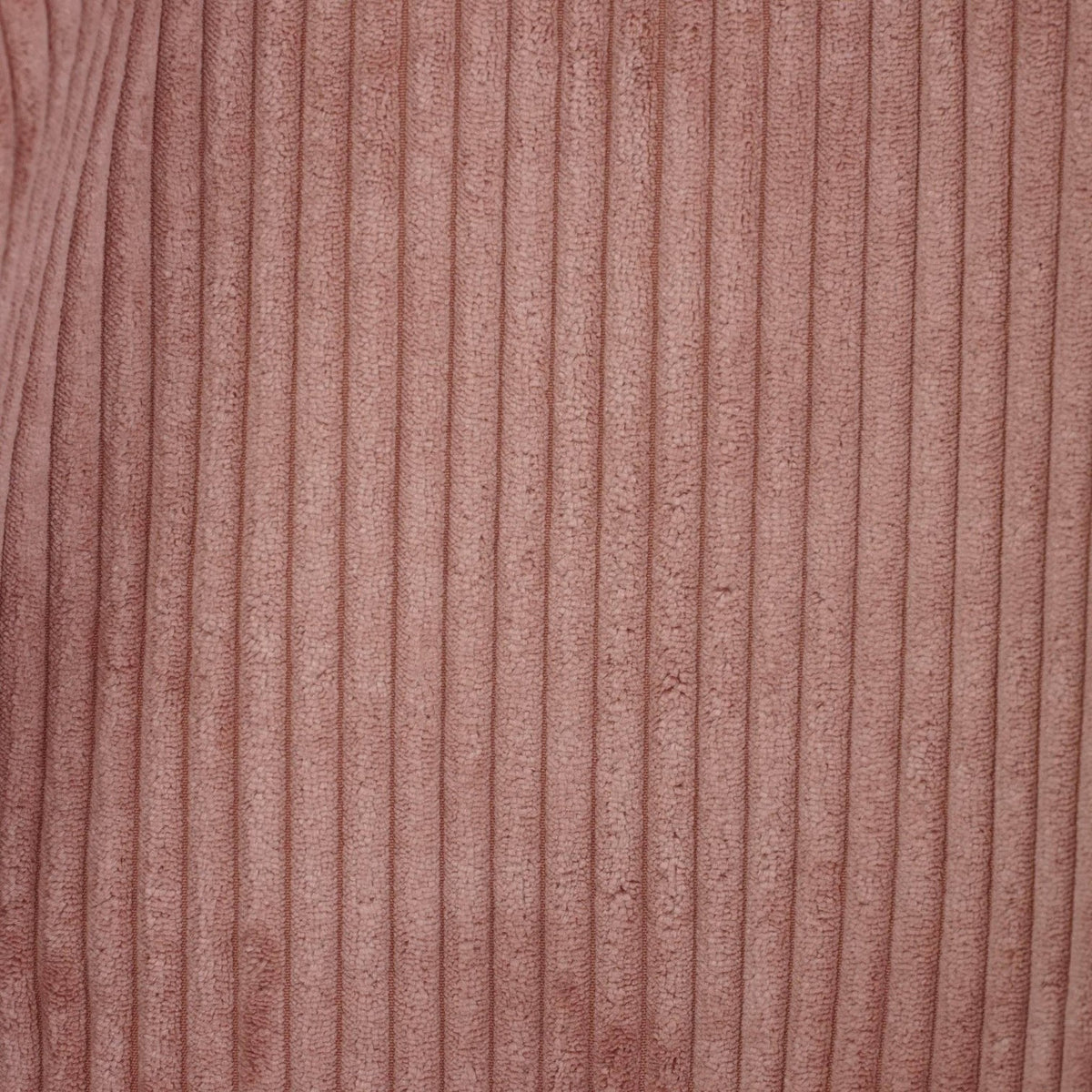 Close-up of Connemara Country pink corduroy fabric with vertical ribbed texture for a De La Mur tote bag