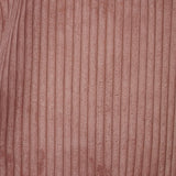 Close-up of Connemara Country pink corduroy fabric with vertical ribbed texture for a De La Mur tote bag
