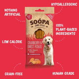 Connemara Country Soopa cranberry and sweet potato jumbo dental sticks for dogs in a grain-free, plant-based pack.