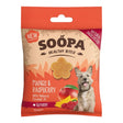Connemara Country Soopa Mango & Raspberry dog treats, flower-shaped biscuits with natural ingredients for healthy digestion and immunity.