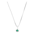 Connemara Country sterling silver necklace featuring a delicate shamrock pendant with a green CZ stone
