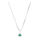 Connemara Country sterling silver necklace featuring a delicate shamrock pendant with a green CZ stone