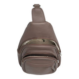 Connemara Country LOT83 Faya crossbody backpack in taupe vegan leather with multiple zippered compartments