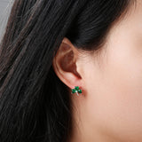 Celtic Ore 3 Stone Green Shamrock Earrings