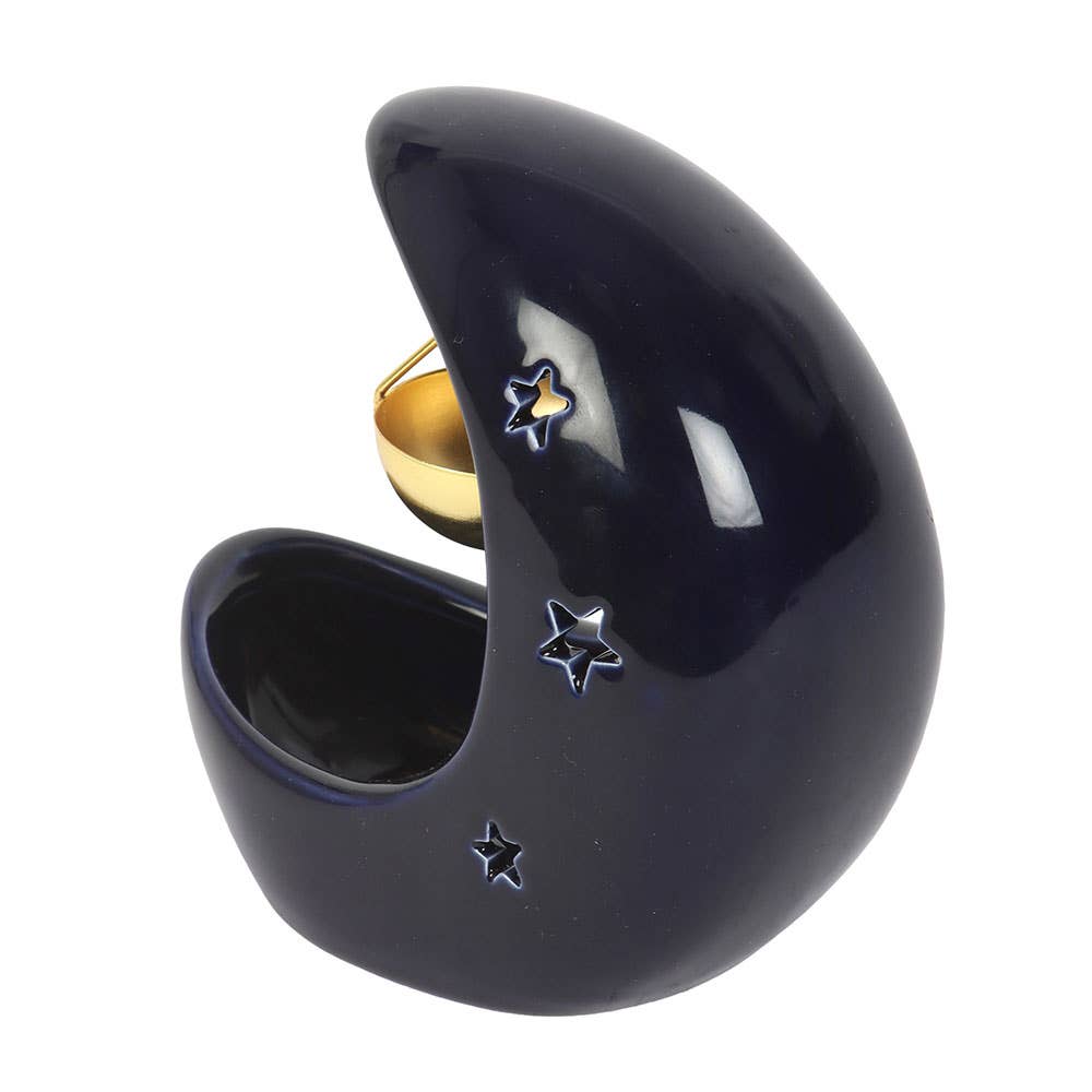 Something Different Blue Crescent Moon Hanging Oil Burner