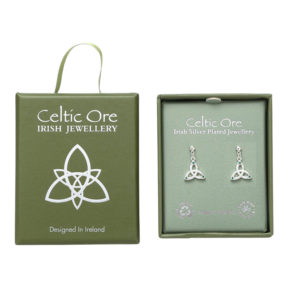 Celtic Ore Trinity Earrings with Stones