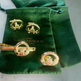 CastleKnock Designs Claddagh Ring Cufflinks Tie Clip Pin Set - Gold