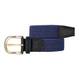 Billy Belt Women's Solid Elastic Braided Belt Navy