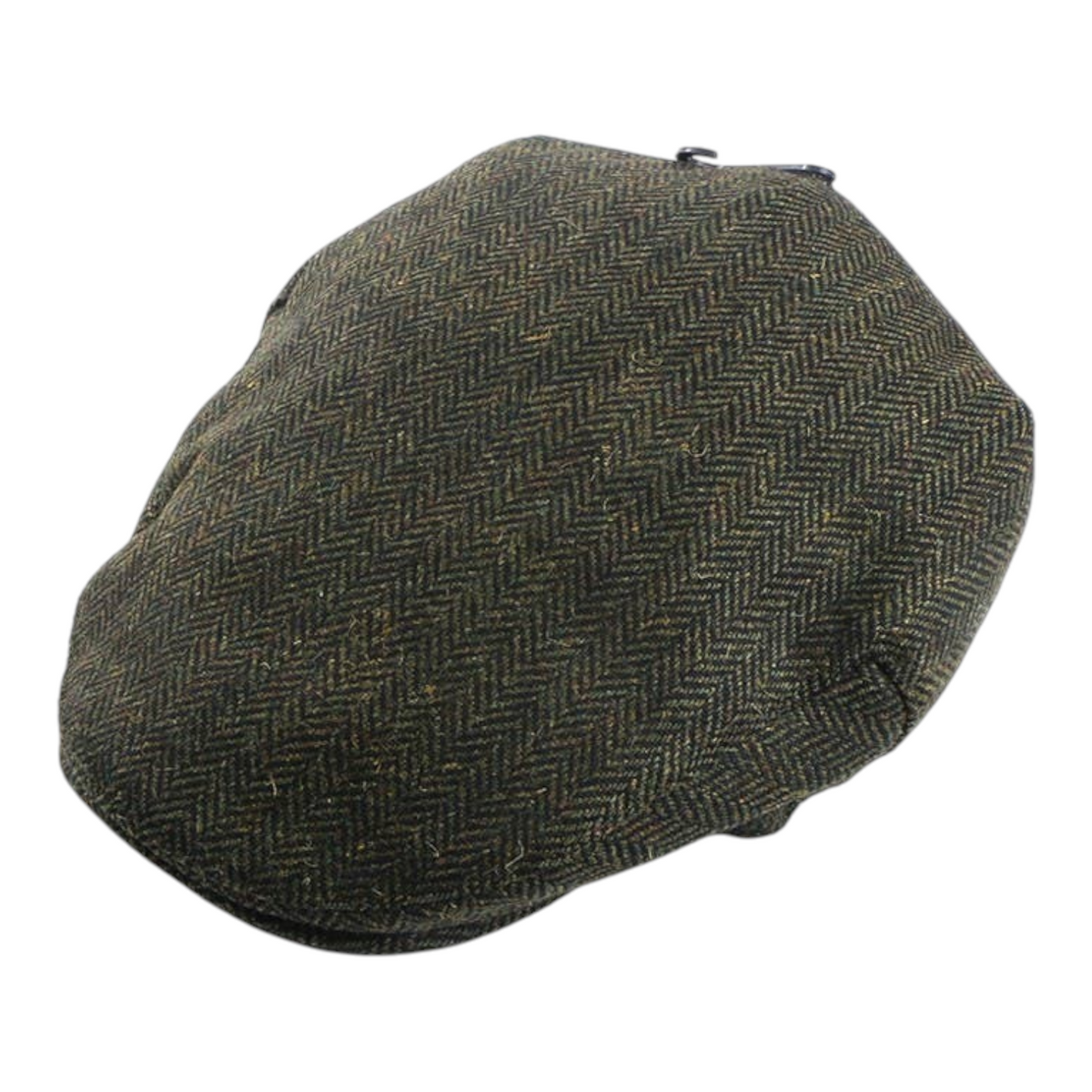 Connemara Country green herringbone tweed cap with a classic woven pattern and traditional Irish design.