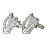 CastleKnock Designs Irish Harp Silver Plated Cufflinks Tie Clip and Suit Pin