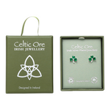 Celtic Ore 3 Stone Green Shamrock Earrings