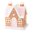 Connemara Country pink and brown gingerbread house incense cone burner with white icing details for Christmas decor.