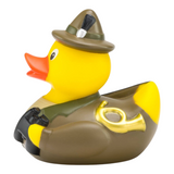 Connemara Country Jens Jäger rubber duck wearing a green hunting hat with binoculars and a gold hunting horn