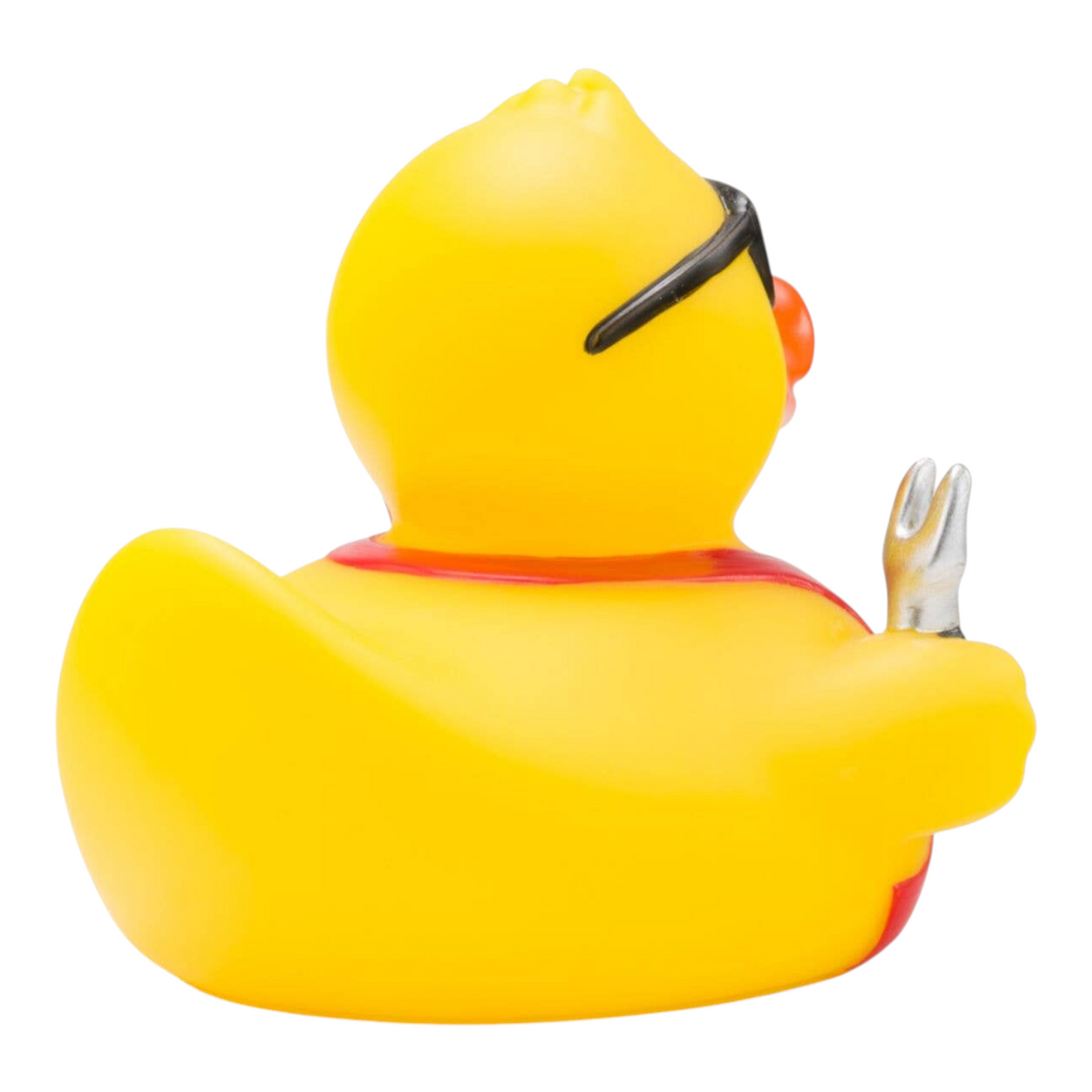 Connemara Country Ben BBQ rubber duck wearing sunglasses and a grill apron, holding a silver grilling fork